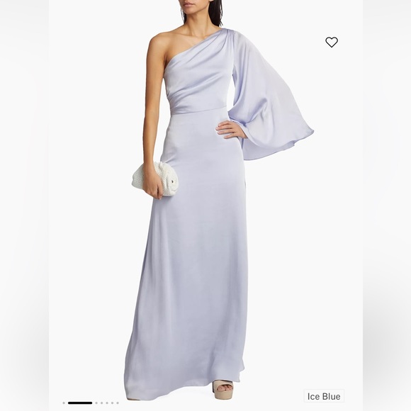 SACHIN & BABI Keely One-Shoulder Satin Gown Ice Blue size 10 NWOT - Picture 2 of 14